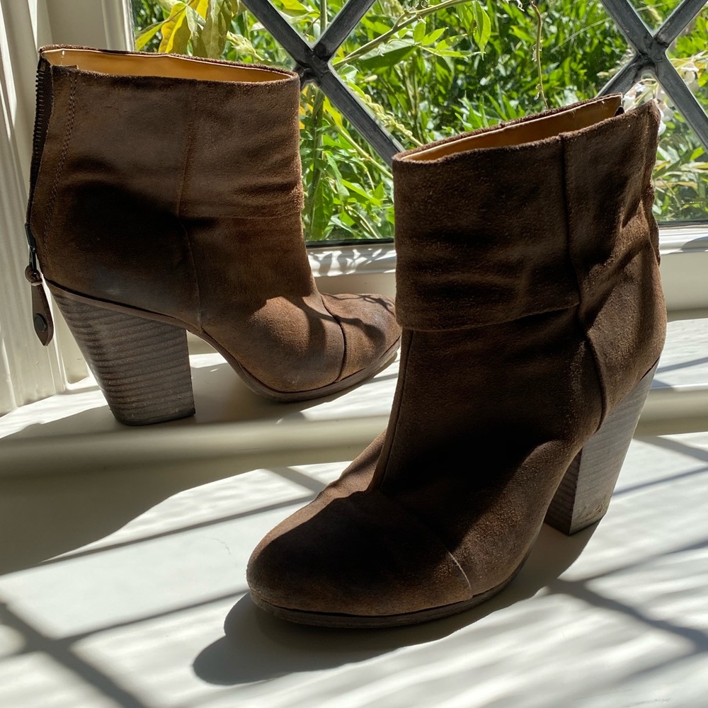 Brown suede Rag & Bone wide-cuff ankle boots